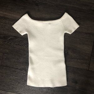 MADEWELL off the shoulder knit cream sweater